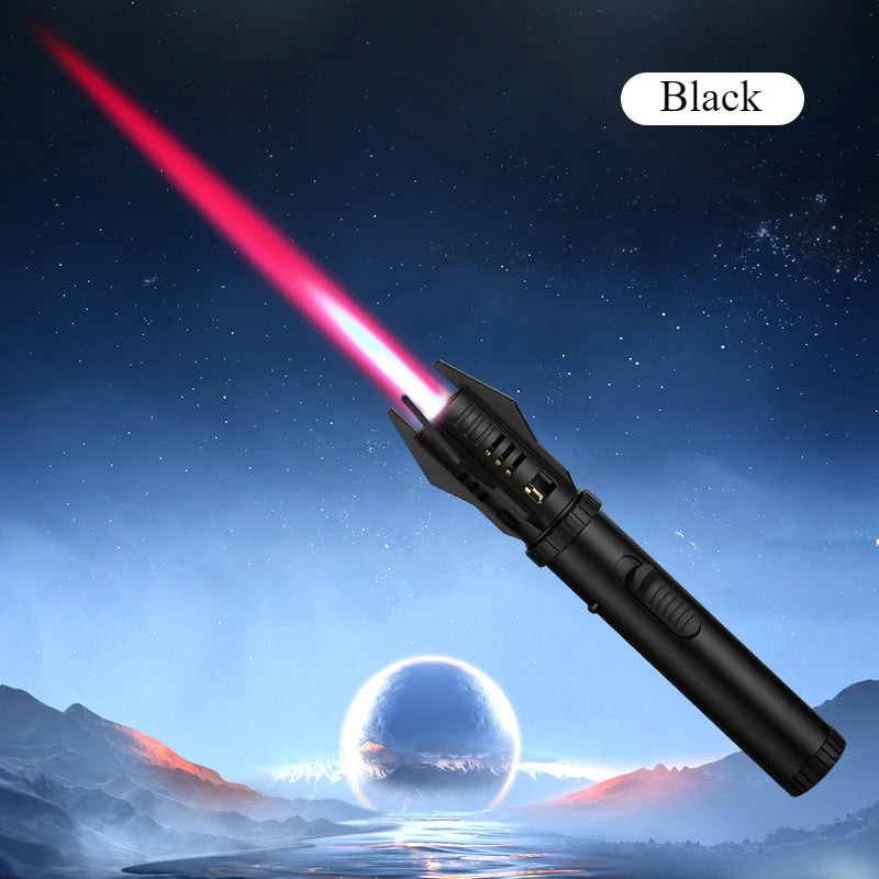 Windproof Torch Butane Gas Lighter Adjustable Flame Candles Lighter with Safety Lock Cool Lighters for Cigar BBQ Baking Camping