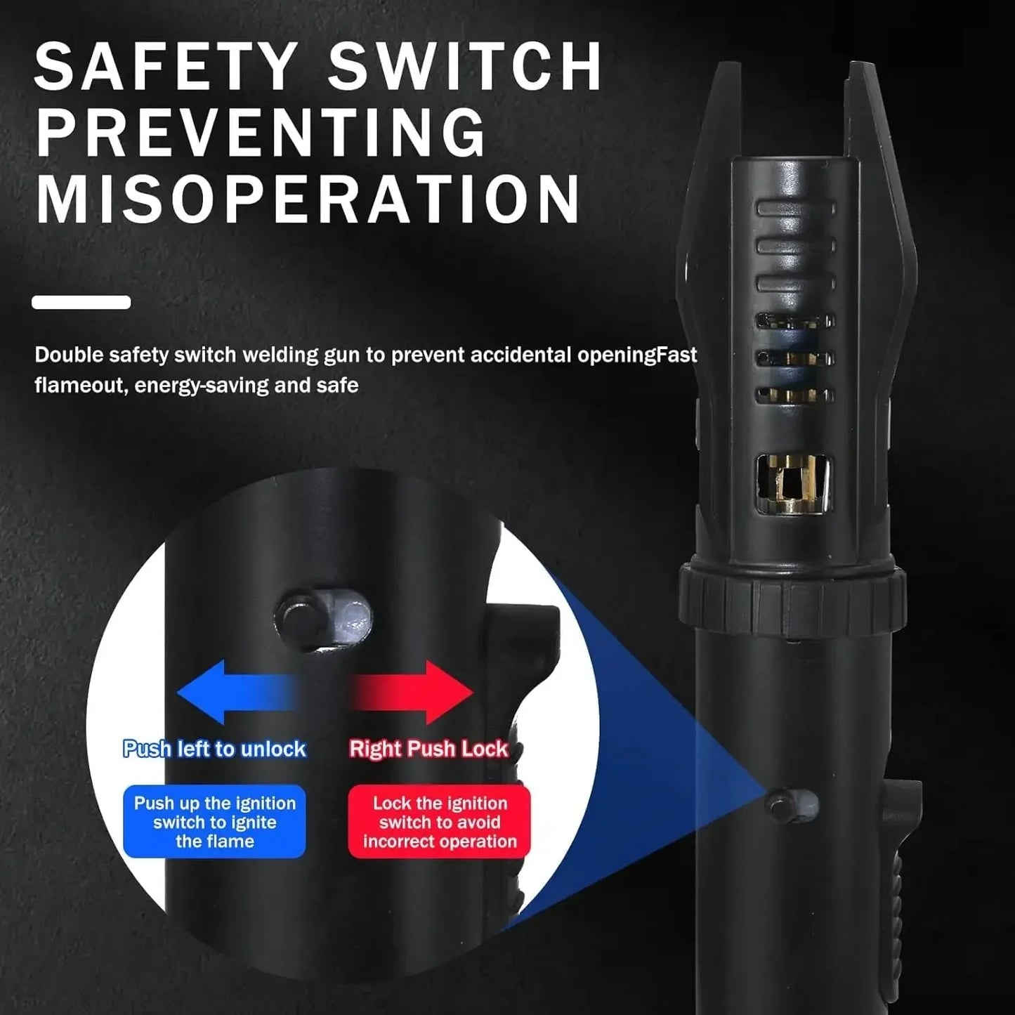 Windproof Torch Butane Gas Lighter Adjustable Flame Candles Lighter with Safety Lock Cool Lighters for Cigar BBQ Baking Camping