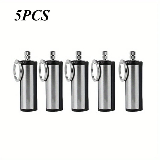 5PCS Metal Fuel Lighters, Emergency Rescue Multifunctional Keychains, Fire Starters, Outdoor Camping Equipment Tools
