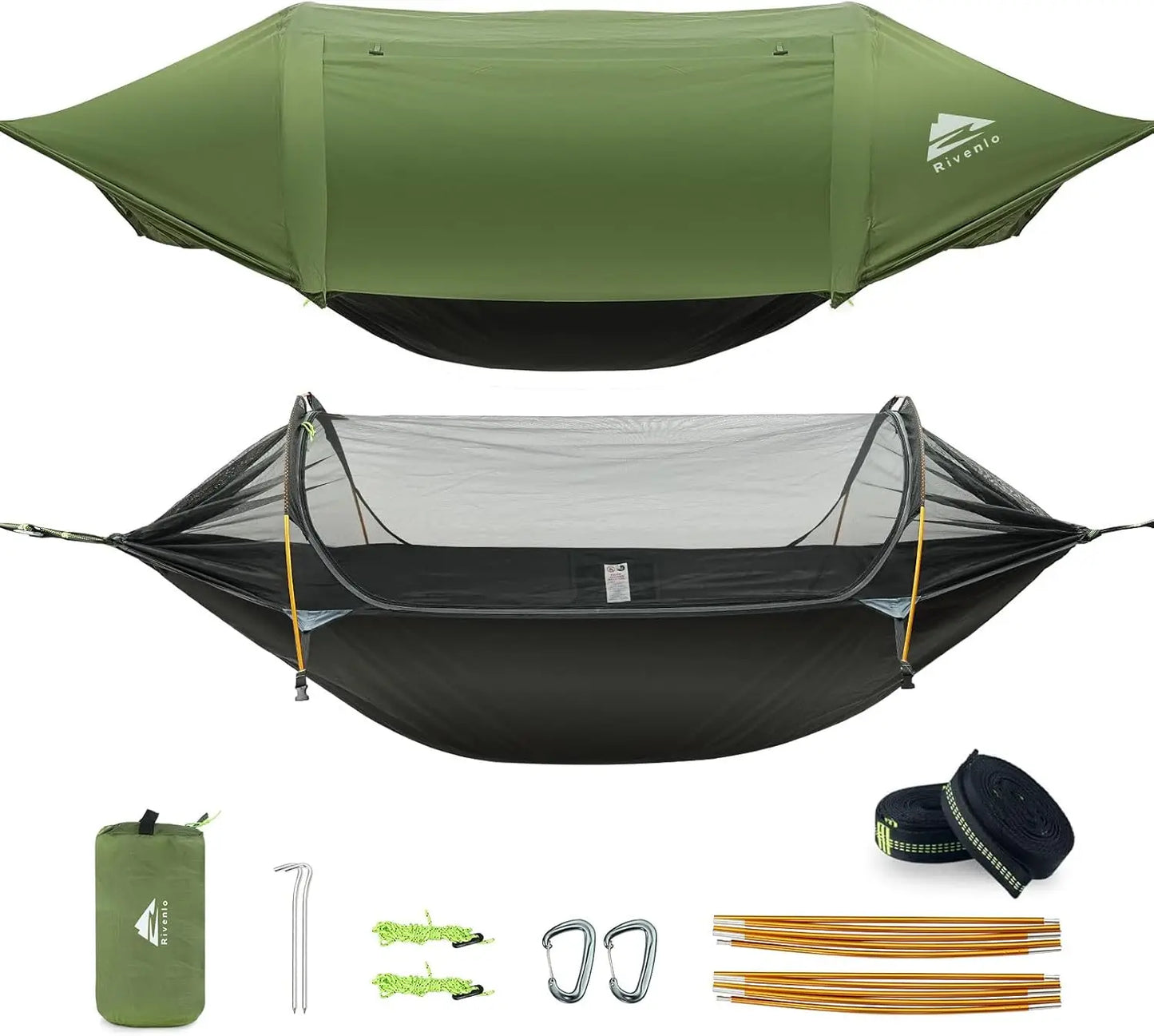 3-in-1 Waterproof Camping Hammock with Mosquito Net & Rainfly, Lightweight Portable Outdoor Gear for Hiking